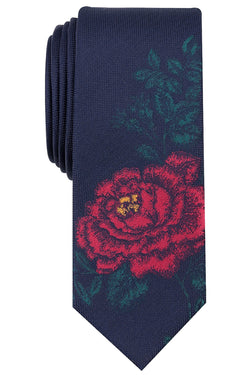 BAR III Navy Angkor Floral-Rose Slim Tie thumbnail 2