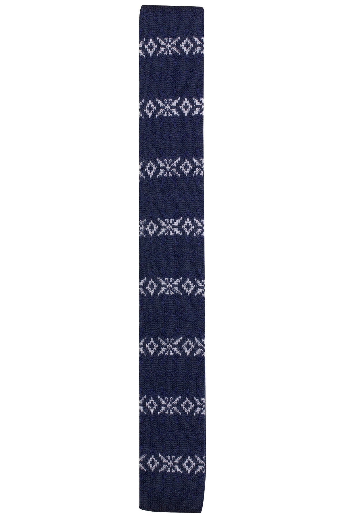 BAR III Navy/Grey Fair Isle Anderson Knit Skinny Tie
