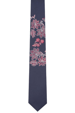 BAR III Navy Namje Floral Skinny Tie thumbnail 1