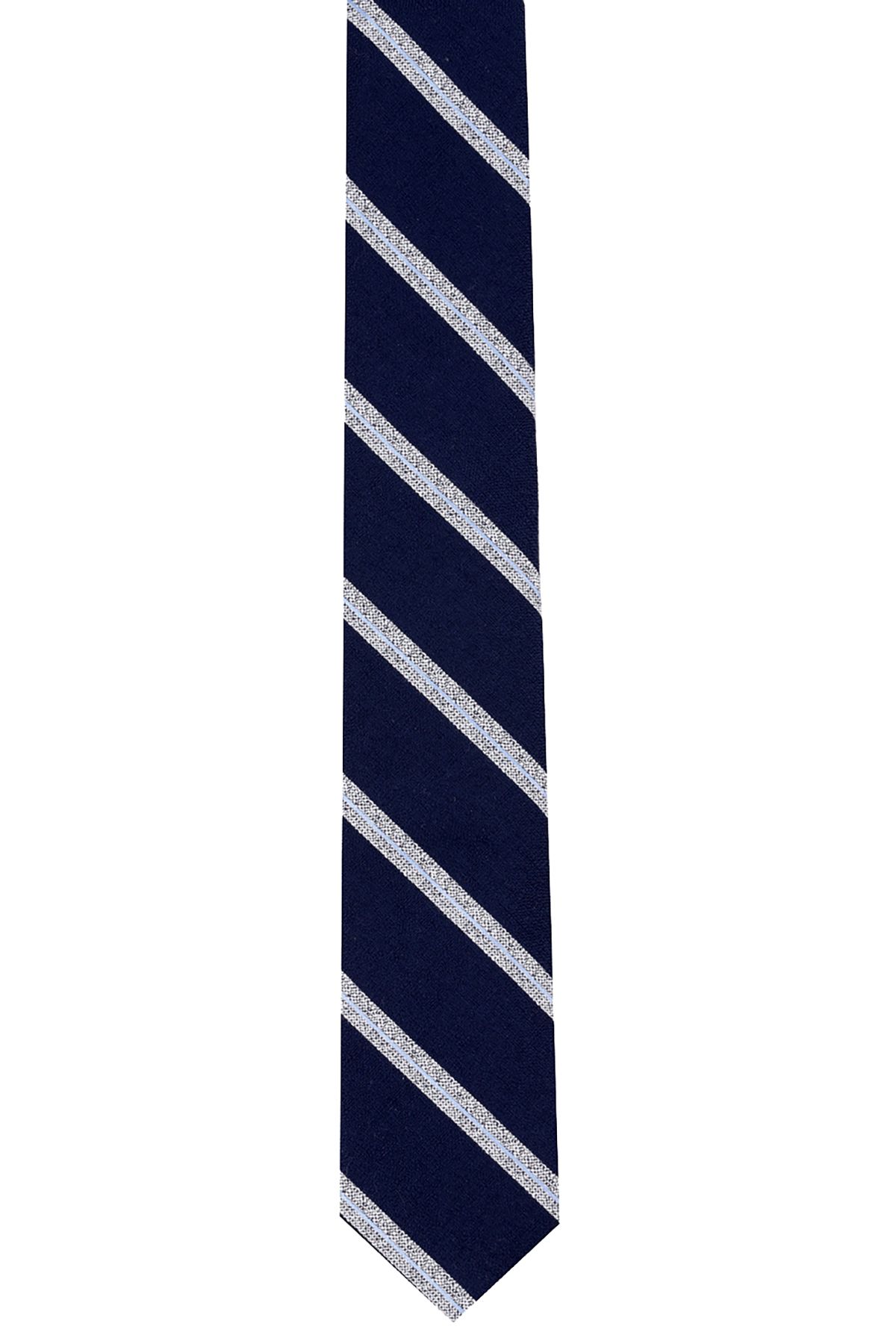 BAR III Navy Petra-Stripe Skinny Tie