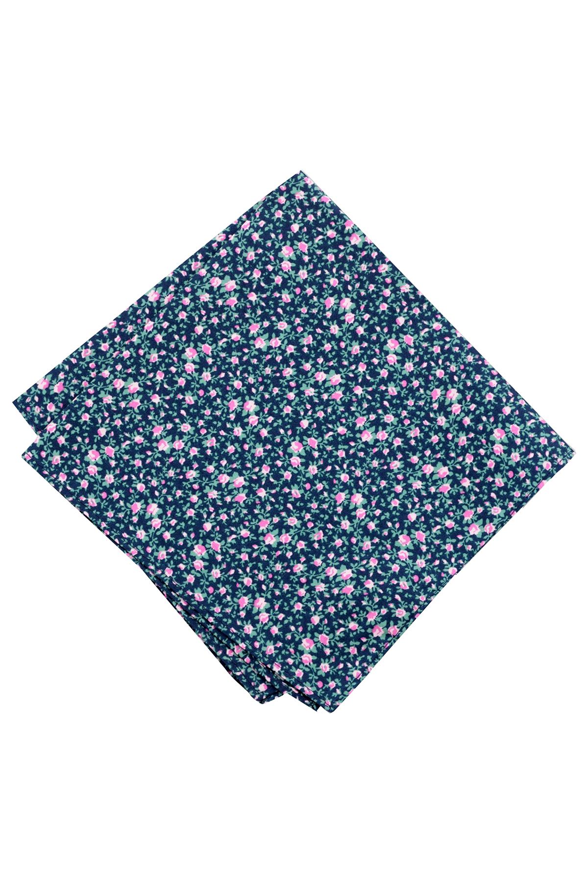 BAR III Navy Watercolor-Floral Cotton Pocket Square