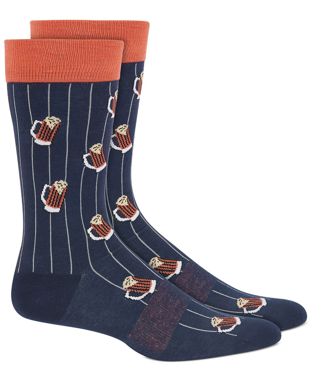 BAR III Printed Pinstripe Socks Navy Orange
