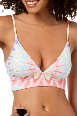 BAR III Printed Triangle Strappy Back Bikini Top in Pastel Starburst thumbnail 2