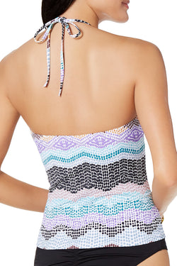 BAR III Spirit High Neck Tribal Print Tankini Top in Sand thumbnail 3
