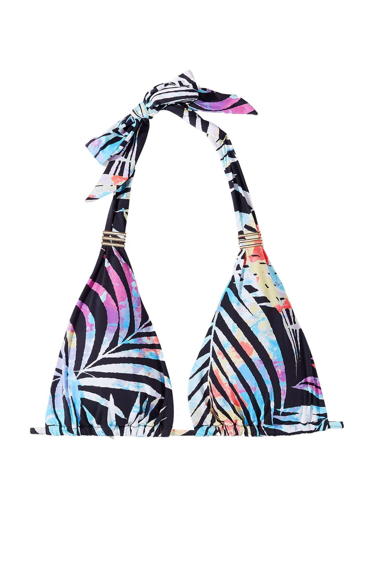BAR III Tie Dyed Halter Bikini Top in Black
