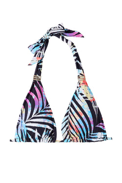 BAR III Tie Dyed Halter Bikini Top in Black thumbnail 1