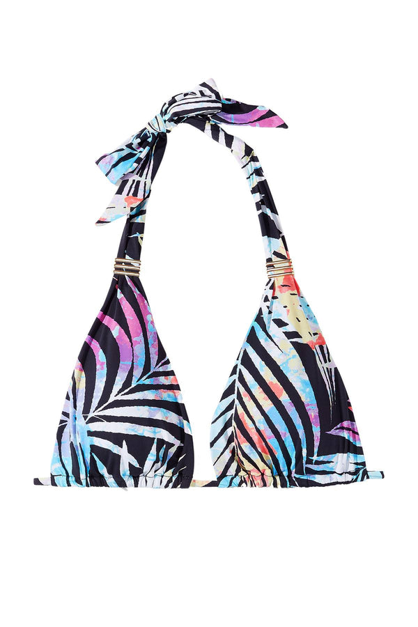 BAR III Tie Dyed Halter Bikini Top in Black