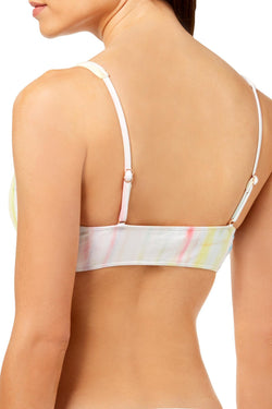 BAR III Watercolor Stripe Printed Tie-Front Bralette Bikini Top thumbnail 2