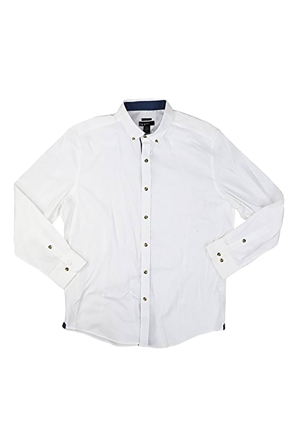 BAR III White Oxford Wear-Me-Out Slim-Fit Stretch Easy-Care Dress Shirt