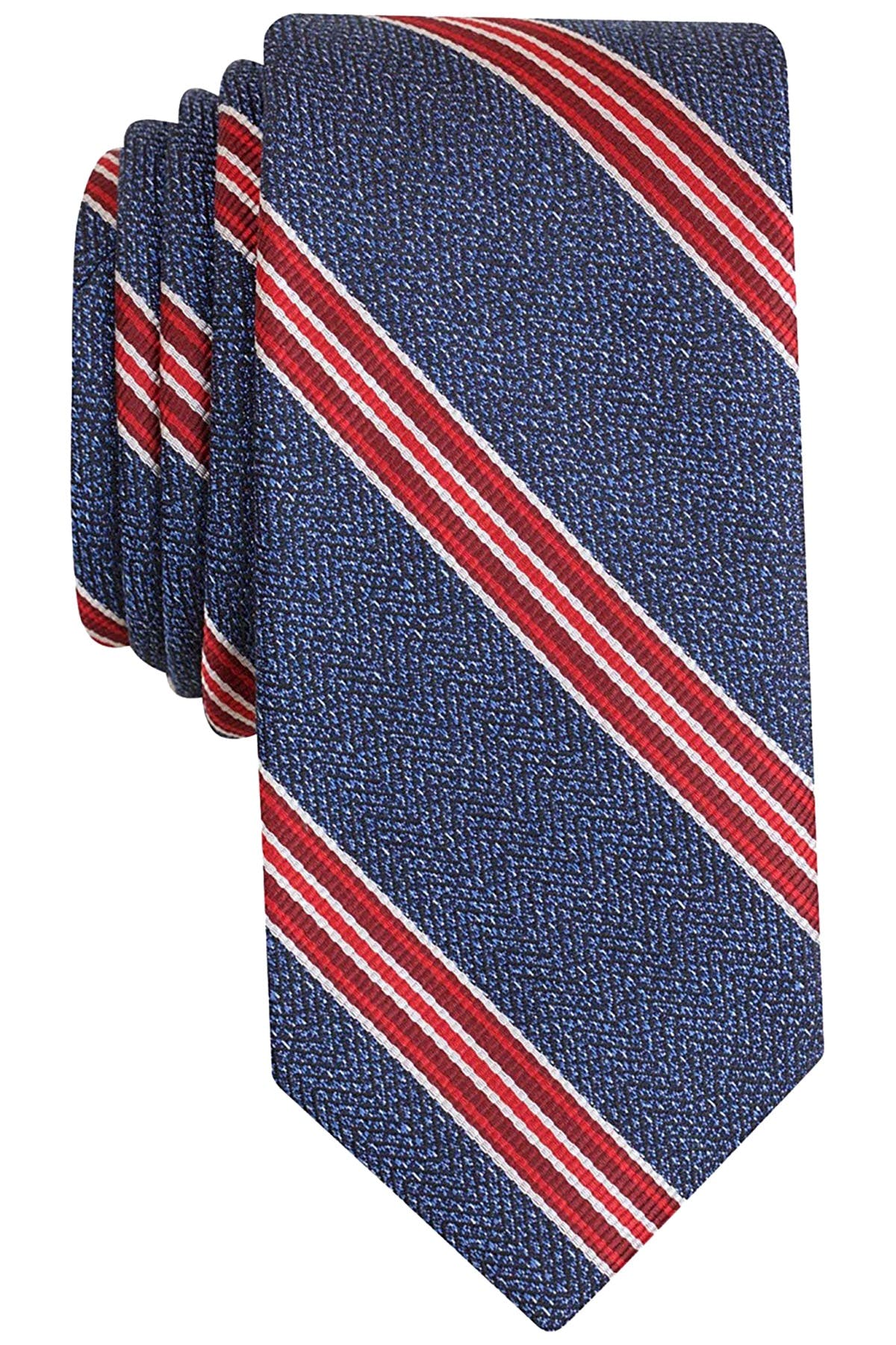 BAR III Wine/Blue Colby-Stripe Skinny Tie