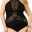 BECCA Etc. PLUS Black Crochet High-Neck Illusion One-Piece Swimsuit