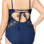 BECCA Etc. PLUS Indigo Crochet High-Neck Illusion One-Piece Swimsuit