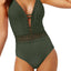 BECCA by Rebecca Virtue Bayleaf-Green Siren Plunging One-Piece Swimsuit