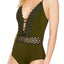 BECCA by Rebecca Virtue Bayleaf-Green Siren Plunging One-Piece Swimsuit