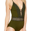 BECCA by Rebecca Virtue Bayleaf-Green Siren Plunging One-Piece Swimsuit