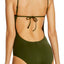 BECCA by Rebecca Virtue Bayleaf-Green Siren Plunging One-Piece Swimsuit