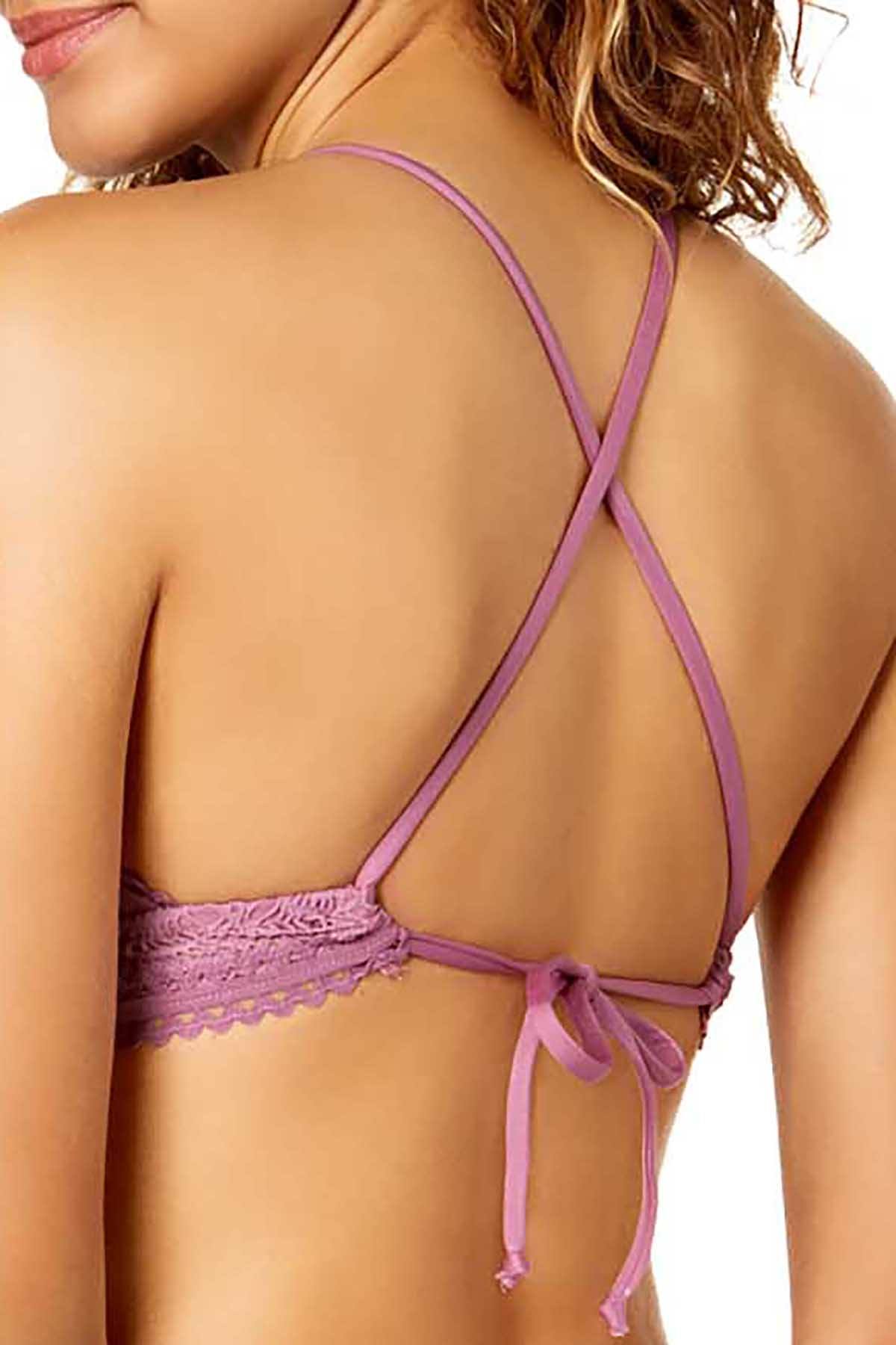 BECCA by Rebecca Virtue Color Play Crochet Bralette Bikini Top in Mauve