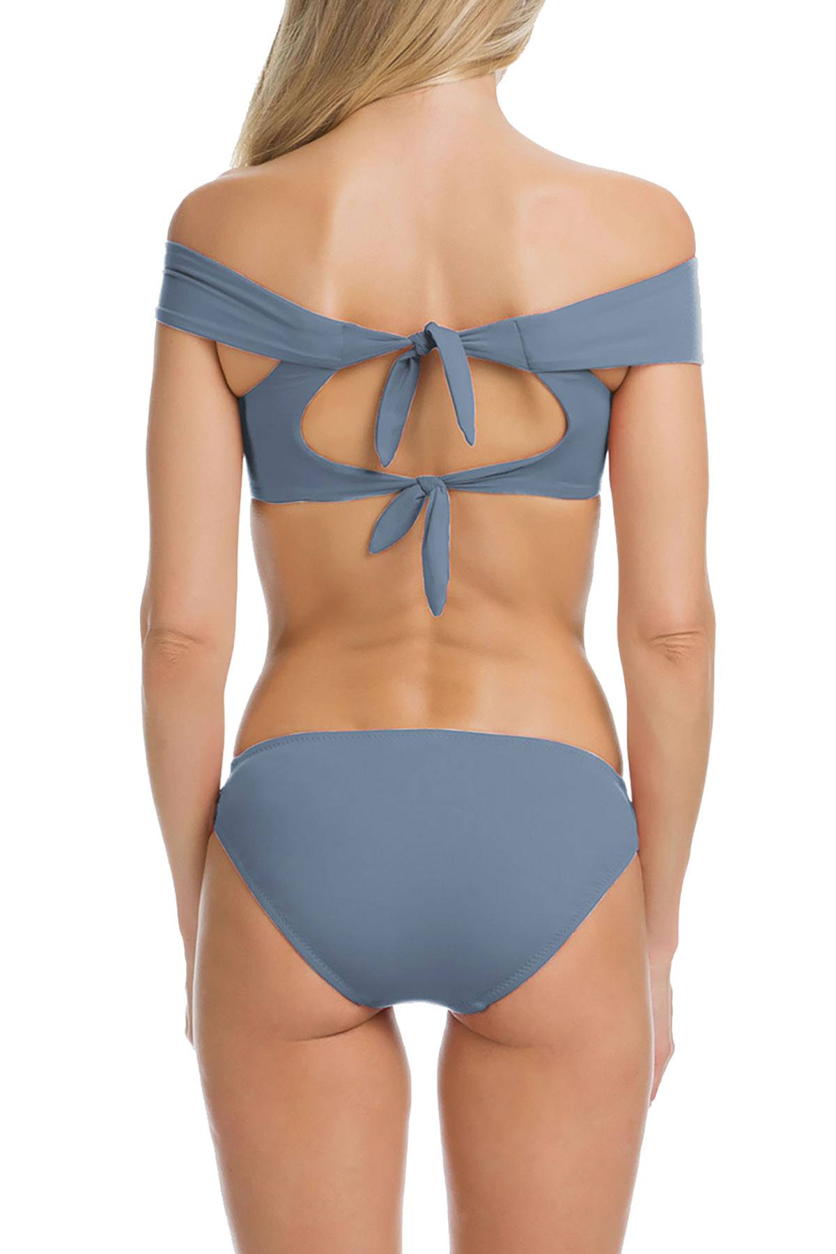 BECCA by Rebecca Virtue Color Splash Portrait Collar Bikini Bra in Steel Grey