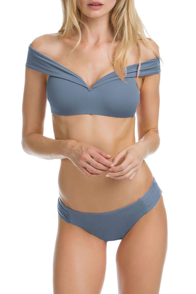 BECCA by Rebecca Virtue Color Splash Portrait Collar Bikini Bra in Steel Grey