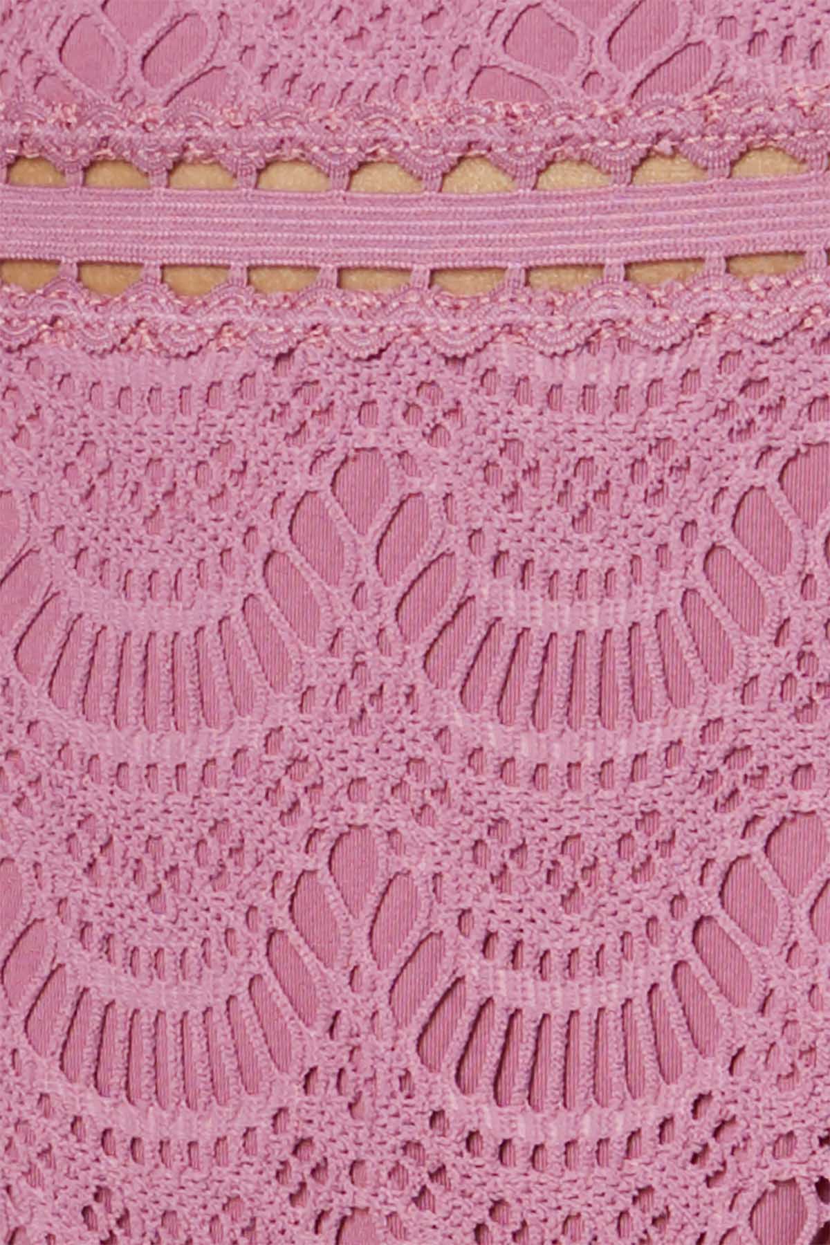 BECCA by Rebecca Virtue Mauve Color Play Crochet High-Waist Bikini Bottom
