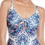 BECCA by Rebecca Virtue Naples Tie Front Tankini Top in Blue/White