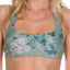 BECCA by Rebecca Virtue Serene Printed Metallic Halter Bikini Top in Mojito