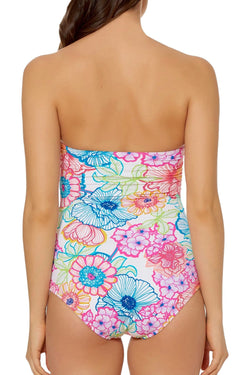 BLEU Rod Beattie Pink/Multi Printed Twist-Front Bandeau One-Piece Swimsuit thumbnail 3