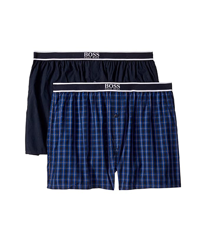 BOSS Hugo Boss 2-Pack Boxer Shorts Bright Blue Plaid/Navy