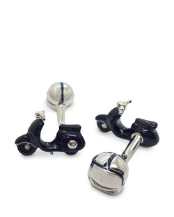 Babette Wasserman Retro Vespa & Helmet Cufflinks Navy thumbnail 2