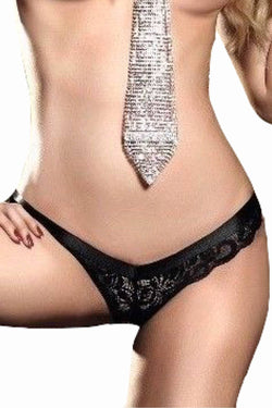 Baci Black/Gold Luxury Satin /Lace Thong thumbnail 4