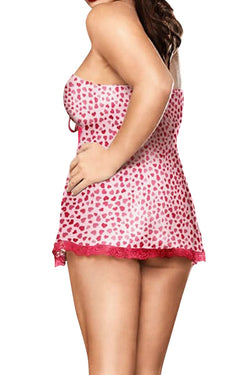 Baci PLUS Pink-Hearts 2-Piece Babydoll Set - Sizes 20-24 thumbnail 4