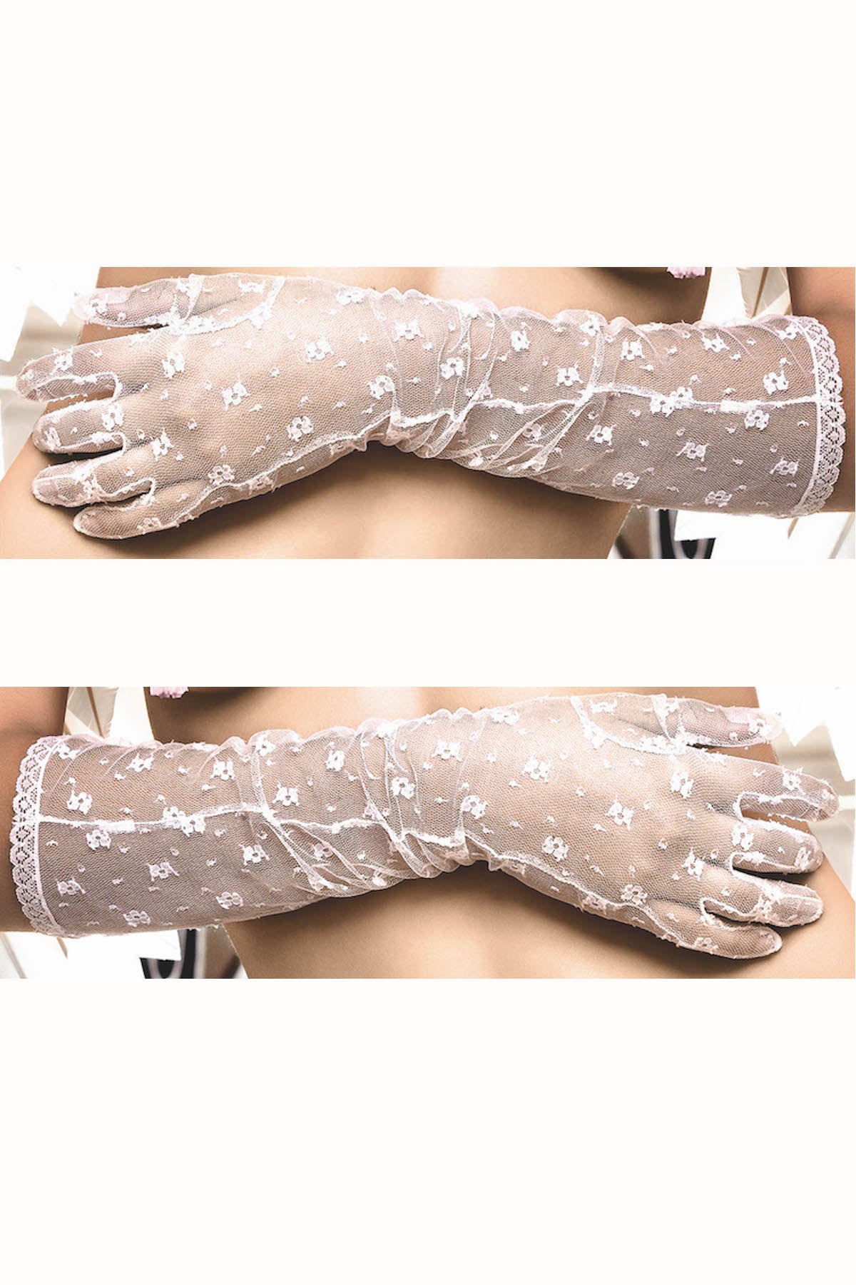 Baci White Lace Evening Gloves