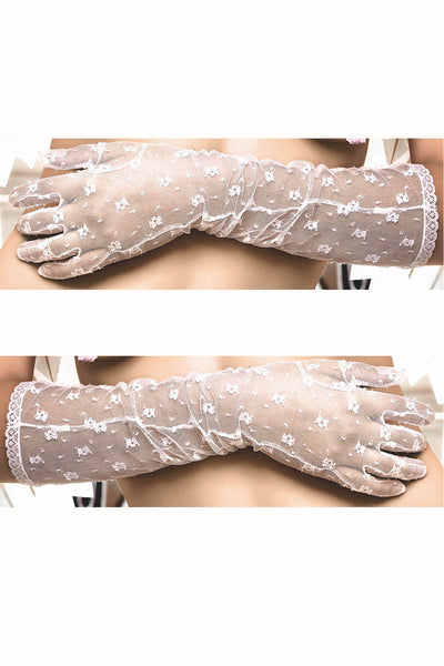 Baci White Lace Evening Gloves