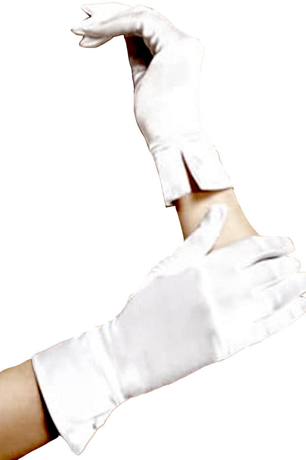 Baci White Satin Wrist Gloves