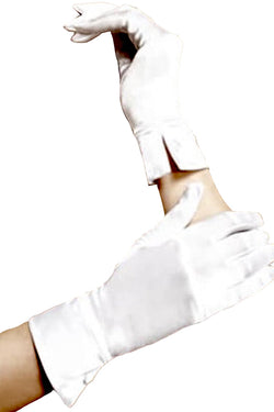 Baci White Satin Wrist Gloves thumbnail 1