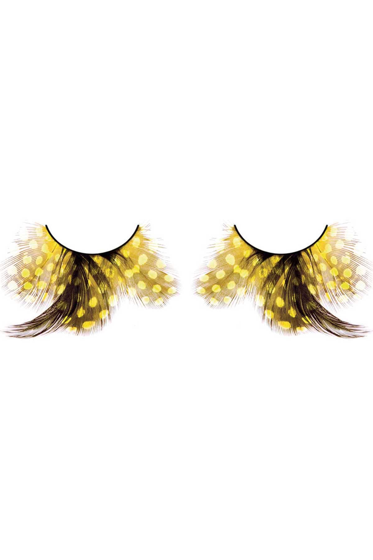 Baci Yellow Polka-Dot Feather Paradise Dreams Eyelashes