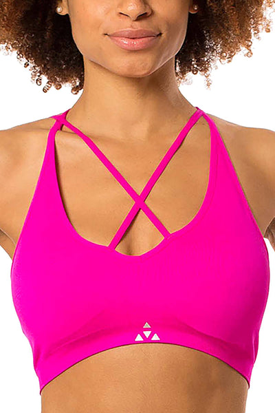 Balanced Tech Hot Pink Cross Front Seamless Bra