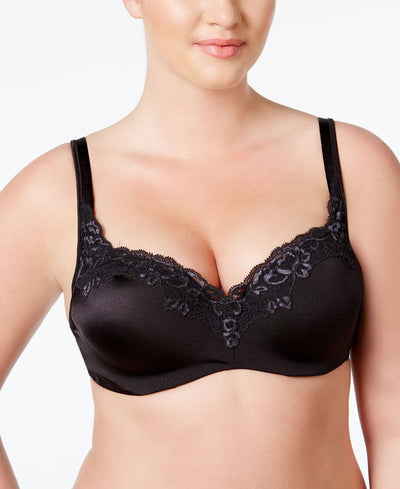 Bali One Smooth U Balconette Shaping Underwire Bra Df4823 Black with Private Jet Lace