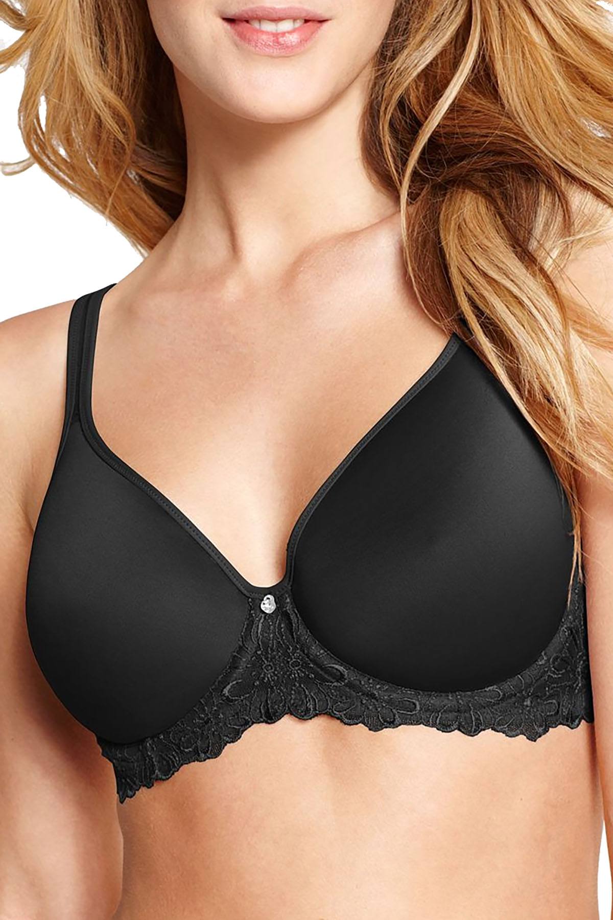 Bali One Smooth U Ultra Light Embroidered Frame Underwire Bra in Black