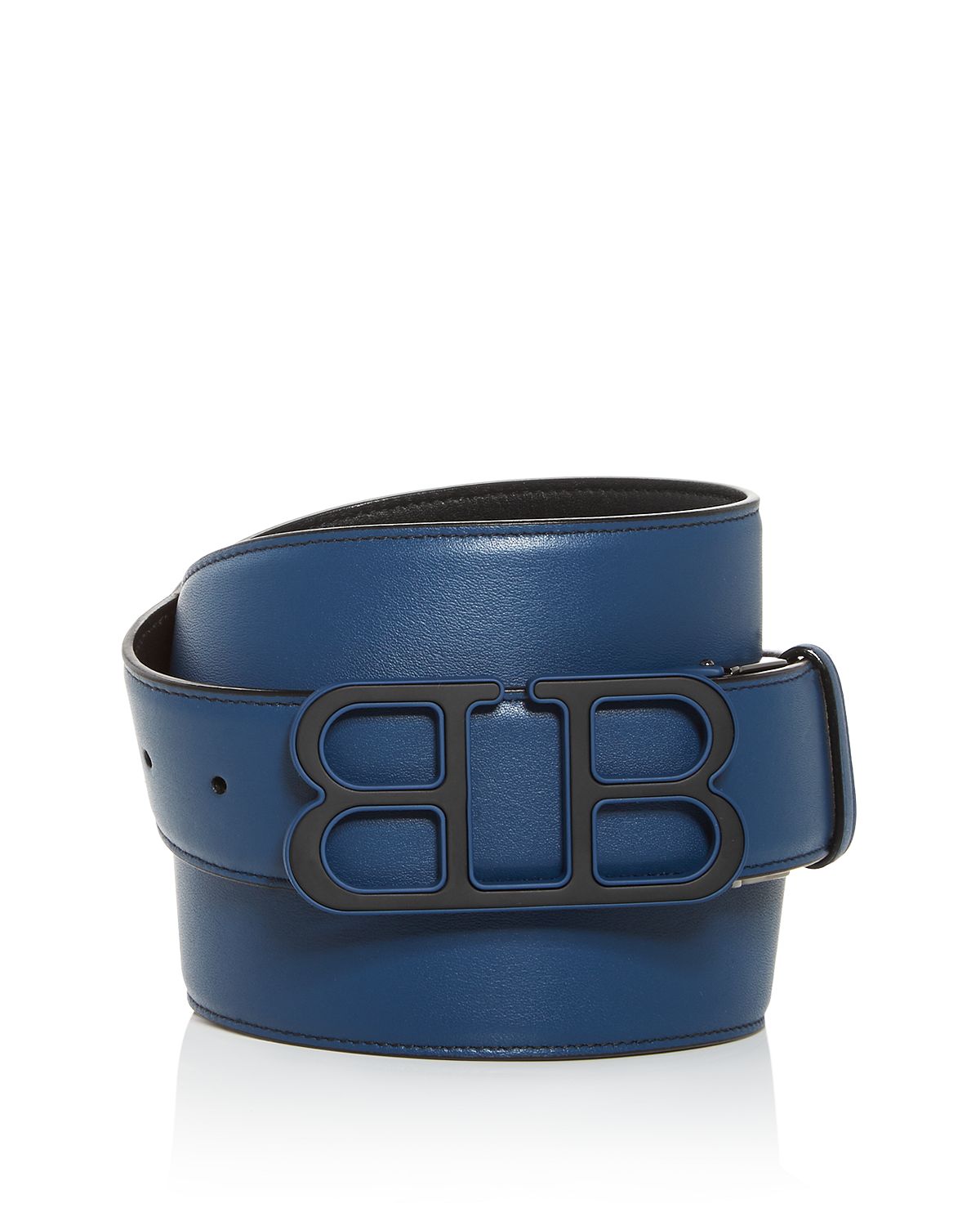Bally Britt Mirror B Reversible Leather Belt Black/Blue
