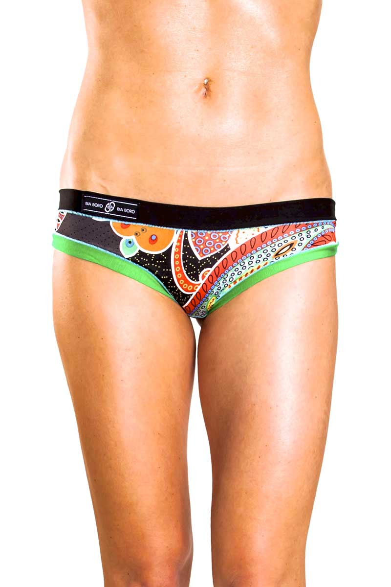 Bamboo Black/Green Brazilian Panty / Swim Bottom