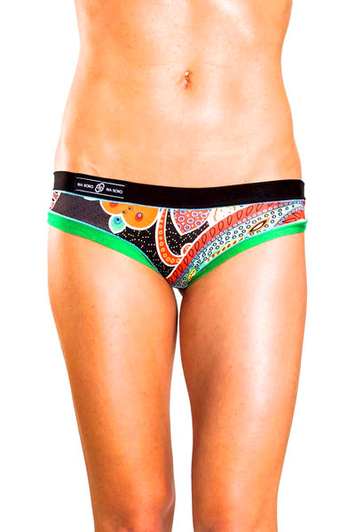 Bamboo Black/Green Brazilian Panty / Swim Bottom