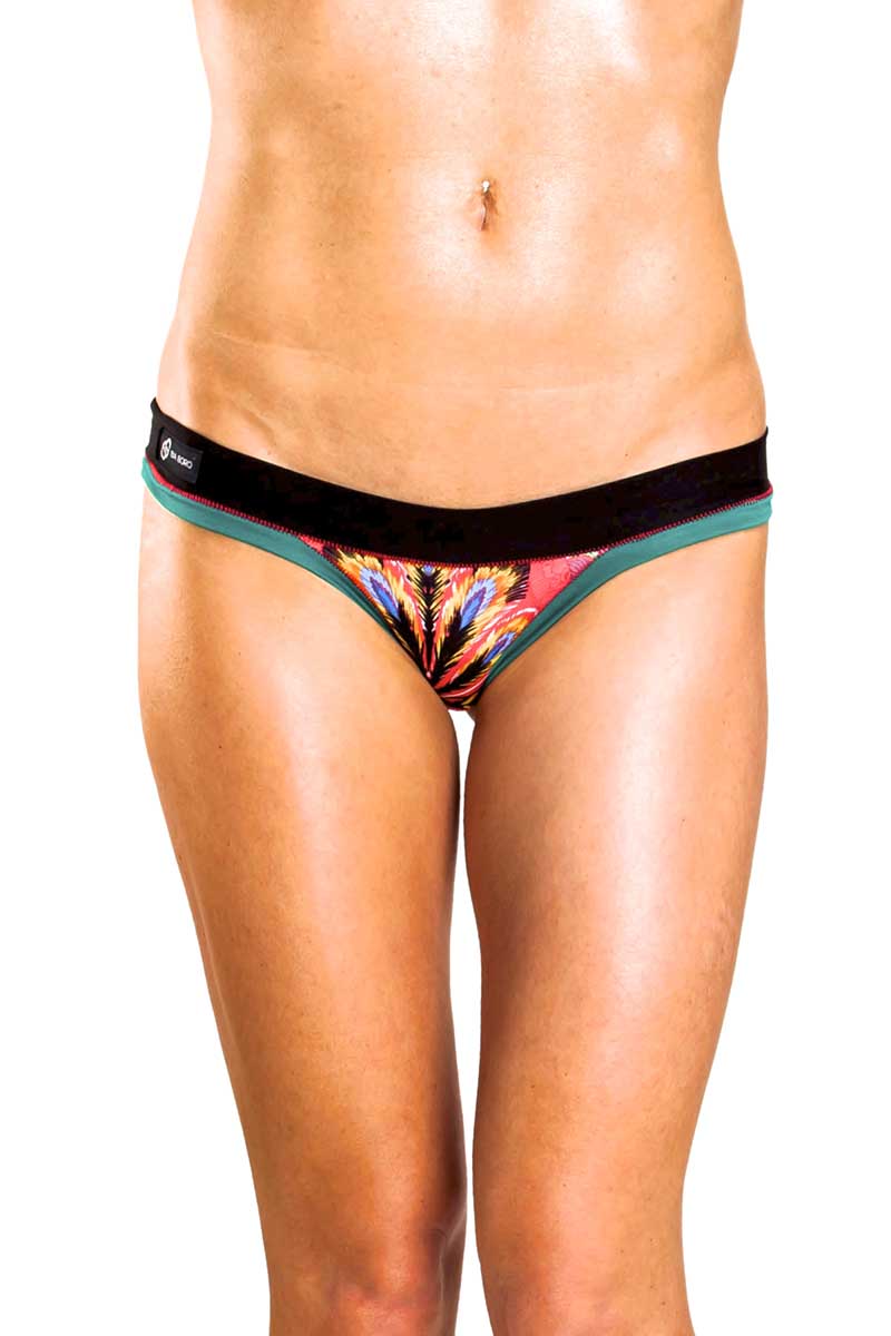 Bamboo Black/Green Thong Panty / Swim Bottom