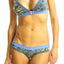 Bamboo Blue/Grey Peacock-Feather Print Bralette / Swim Top