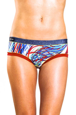 Bamboo Blue/Red Bootyshort / Swim Bottom thumbnail 1