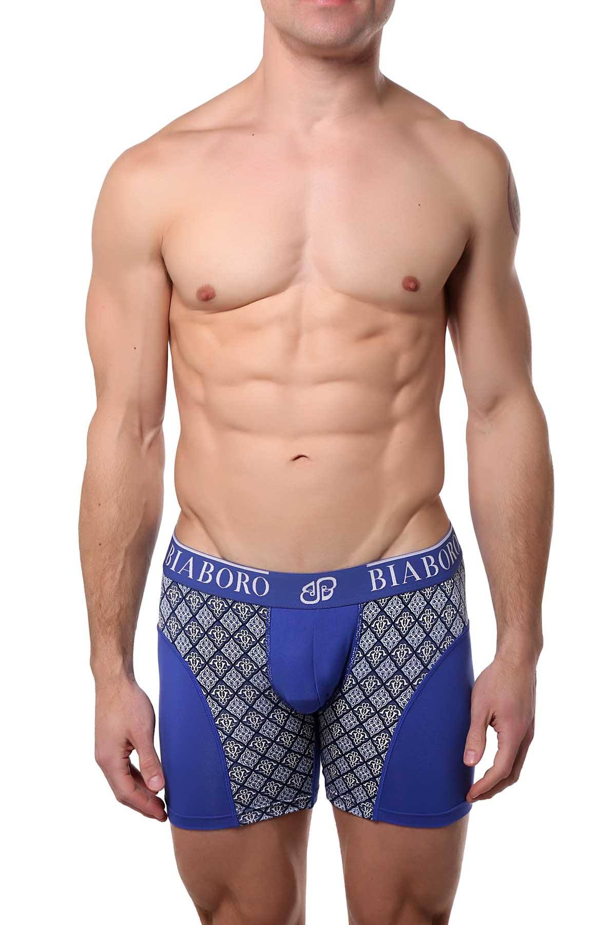 Bamboo Blue/White Paisley-Printed Boxer Brief