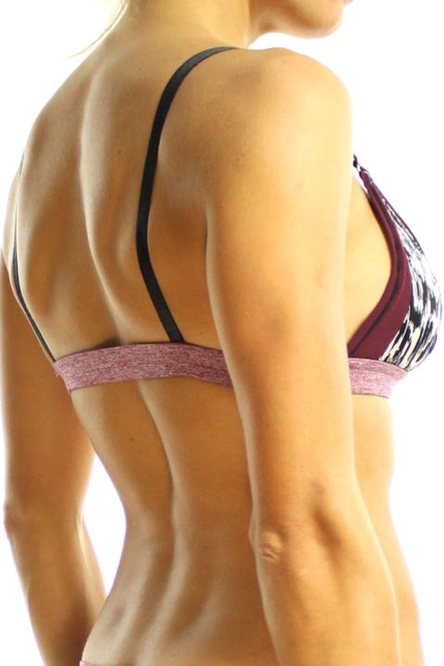 Bamboo Burgundy/Python Print Bralette / Swim Top