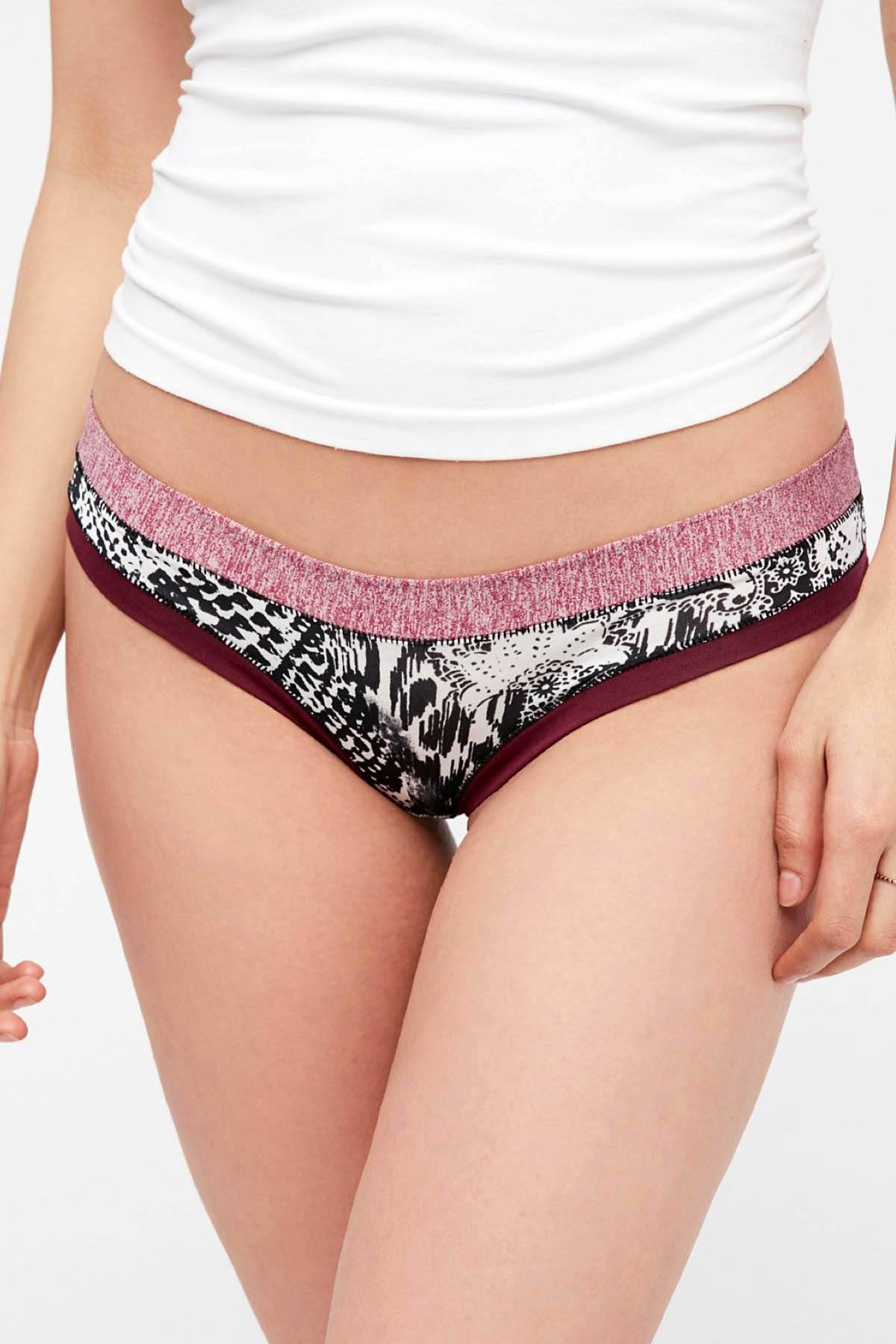 Bamboo Burgundy/Python Print Brazilian Panty / Swim Bottom
