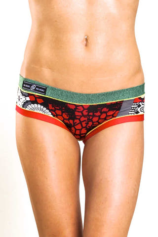 Bamboo Green/Red Bootyshort / Swim Bottom
