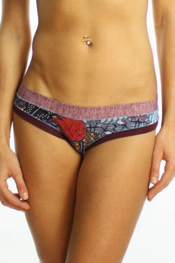 Bamboo Plum/Floral-Print Brazilian Panty / Swim Bottom thumbnail 1